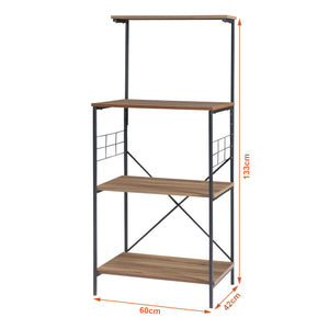 Standregal mit 4 Ablageflächen 133x60x42cm Schwarz