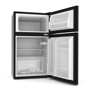 SLON 90L black refrigerator with freezer compartment