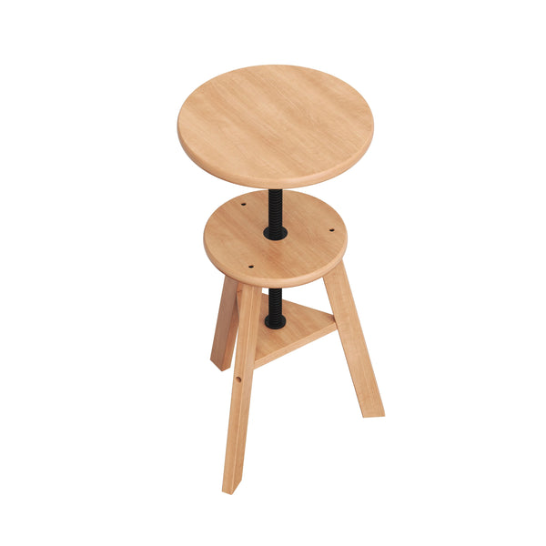 Drehstuhl Atelierhocker Holz höhenverstellbar natur
