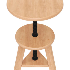 Drehstuhl Atelierhocker Holz höhenverstellbar natur