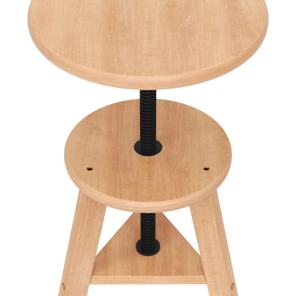Drehstuhl Atelierhocker Holz höhenverstellbar natur