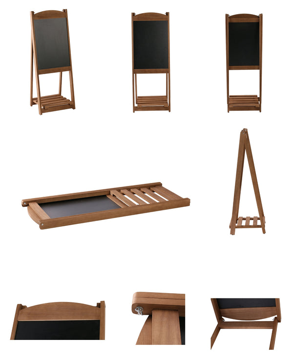 Cartello da marciapiede con lavagna e mensola, 110 x 41 cm, marrone