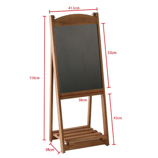 Cartello da marciapiede con lavagna e mensola, 110 x 41 cm, marrone