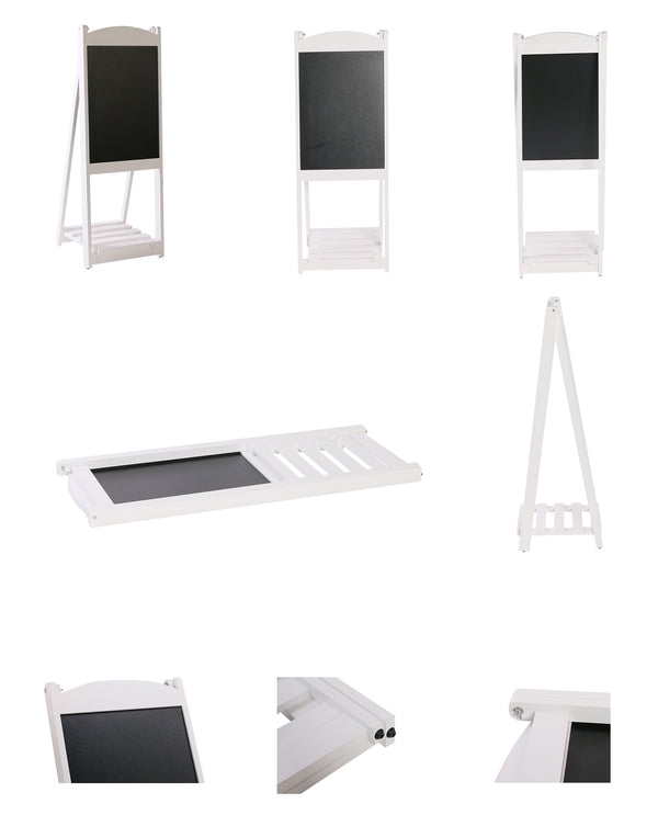 Cartello da marciapiede con lavagna e mensola, 110 x 41 cm, bianco