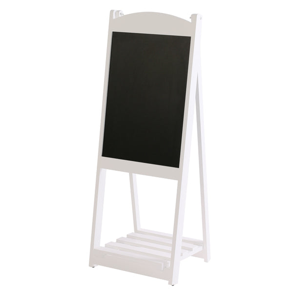 Cartello da marciapiede con lavagna e mensola, 110 x 41 cm, bianco