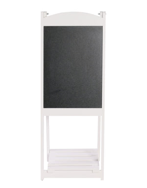 Cartello da marciapiede con lavagna e mensola, 110 x 41 cm, bianco
