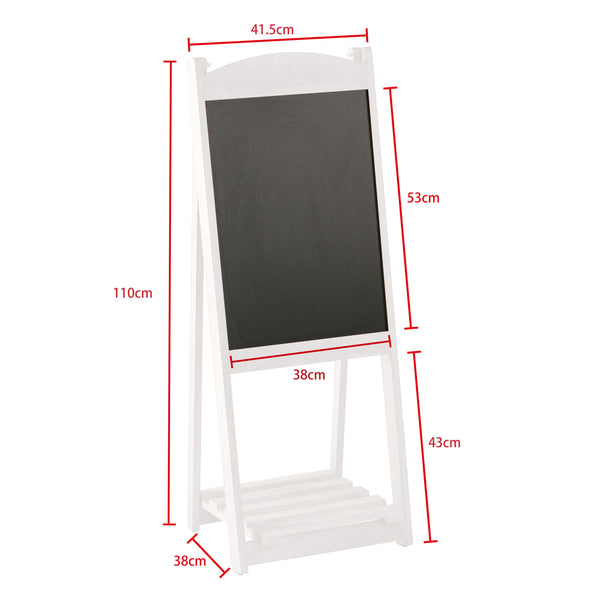 Cartello da marciapiede con lavagna e mensola, 110 x 41 cm, bianco