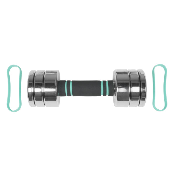 Kurzhantel verstellbar 2 x 2.5 - 5 kg silber/türkis