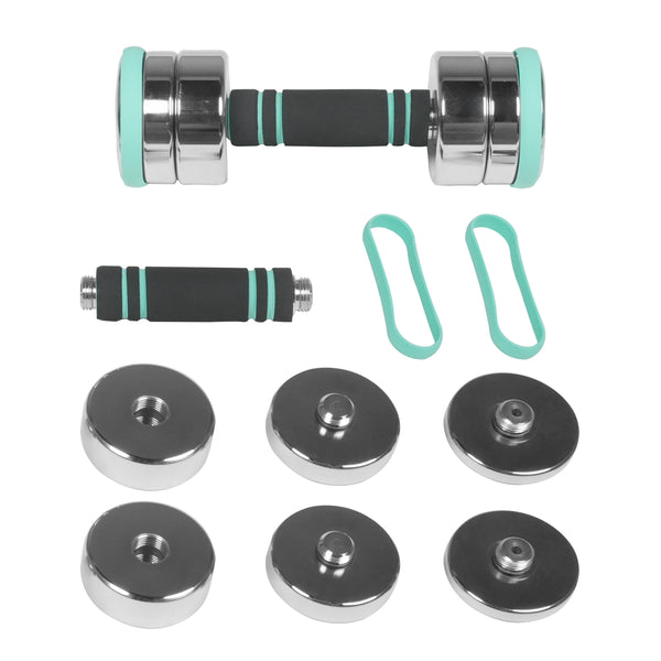 Kurzhantel verstellbar 2 x 2.5 - 5 kg silber/türkis