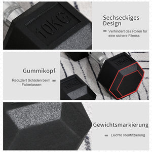 Kurzhanteln 2x 10kg Set Hexagon