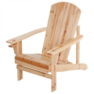 Adirondack-Gartenstuhl mit Becherhalter Gartenliege Balkonstuhl Massivholz Natur