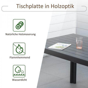 Gartentisch Aluminium Terrasse Holz-Kunststoff Polyholz schwarz