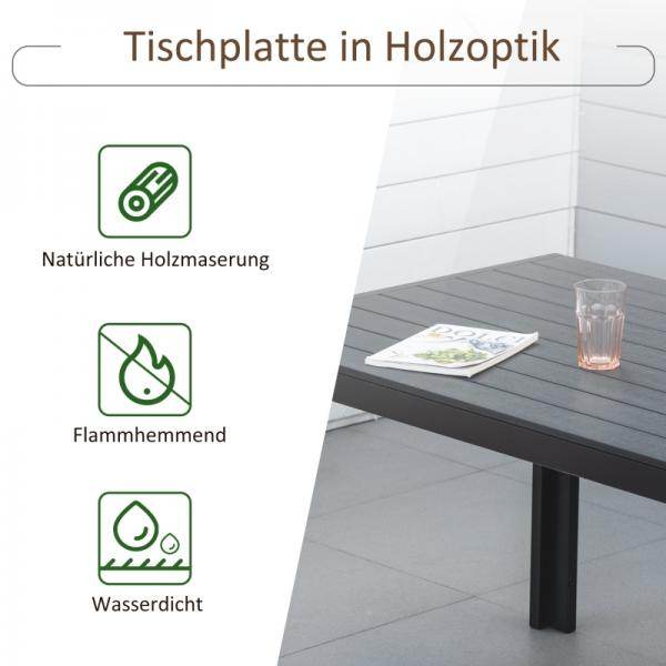 Gartentisch Aluminium Terrasse Holz-Kunststoff Polyholz schwarz