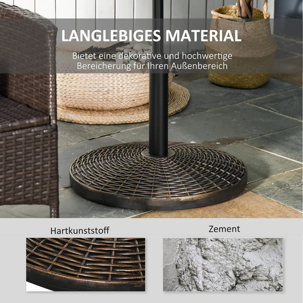Sonnenschirmständer Schirmhalter 25 kg Rattanoptik Antik Bronze
