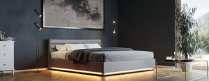 Lederbett LED STARDUST 180 x 200 cm schwarz
