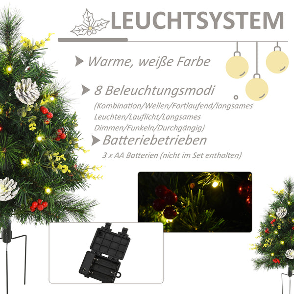 LED 2-er-Set Weihnachtsbaum mit Deko Ø33x75cm