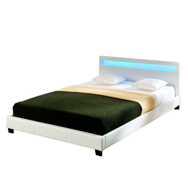 Kunstlederbett Paris mit LED RGB Beleuchtung 140x200cm Corium