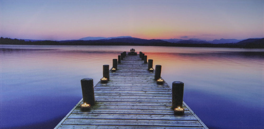 LED-Bild Leinwandbild Steg flackernd