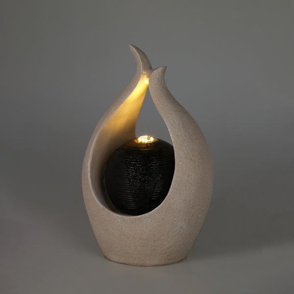 LED Brunnen 40 cm beige/schwarz