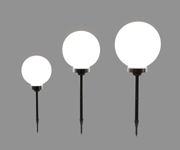 LED Solarlampe rund Set 3-teilig 20 / 25 / 30 cm