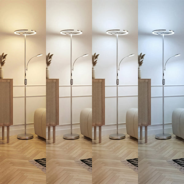 LED Stehlampe DIRETO dimmbar silber