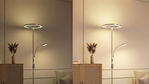 LED Stehlampe DIRETO dimmbar silber