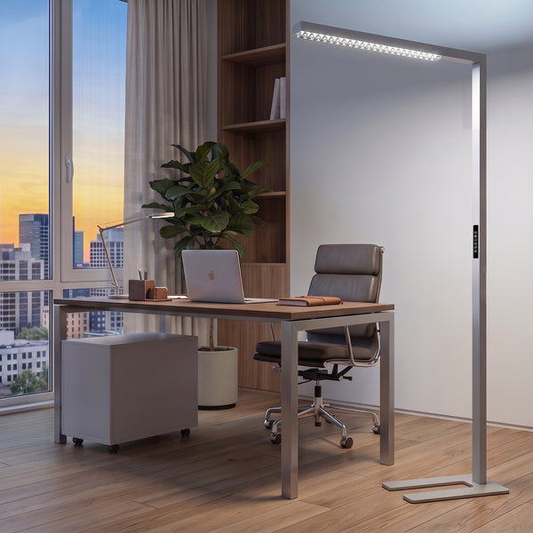 LED Stehlampe ELAYA dimmbar mit Bewegungsmelder silber