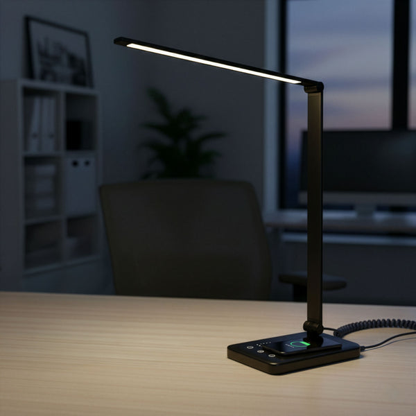 LED Tischlampe LUX mit Wireless Charger schwarz