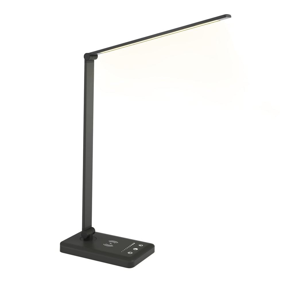 Lampada da tavolo a LED LUX con caricabatterie wireless, nera