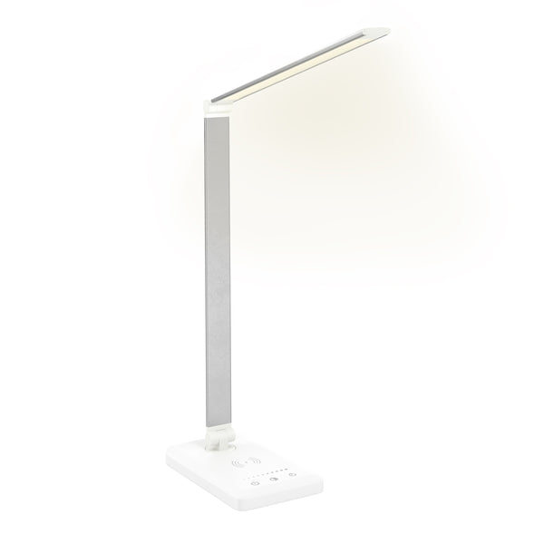 LED Tischlampe LUX mit Wireless Charger weiss
