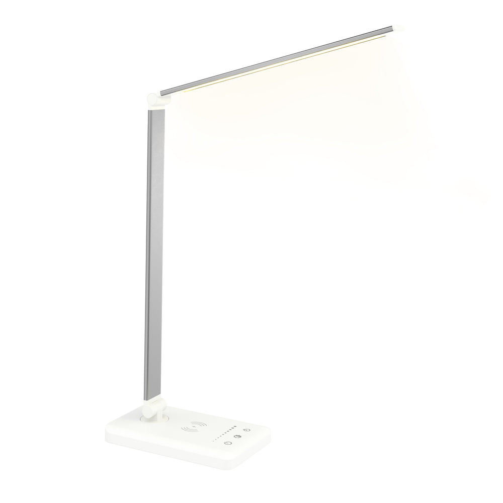 Lampada da tavolo a LED LUX con caricabatterie wireless, bianca