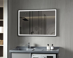 Specchio da parete a LED 110 x 75 cm nero