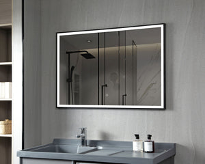 Specchio da parete a LED 110 x 75 cm nero