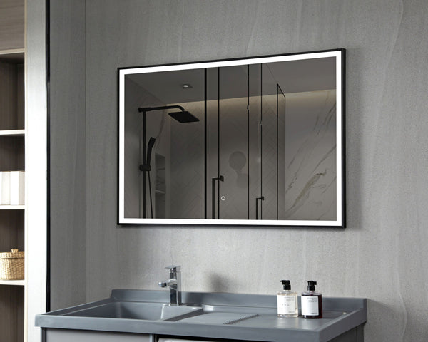 Specchio da parete a LED 110 x 75 cm nero