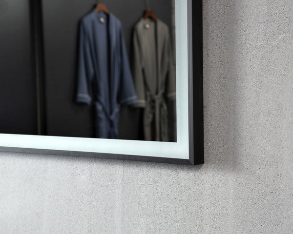 Specchio da parete a LED 110 x 75 cm nero