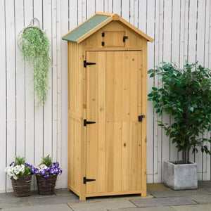 Gartenschrank Gerätehaus Geräteschuppen mit Fachböden Asphaltdach Fenster Gelb+Grün
