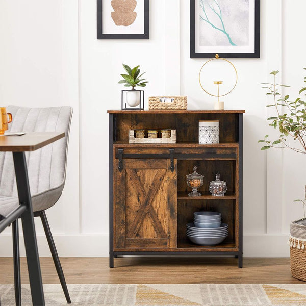 VASAGLE Kommode Sideboard mit Schiebetür Vintage