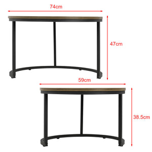 Couchtisch Beistelltisch 2er-Set Rund Holzoptik