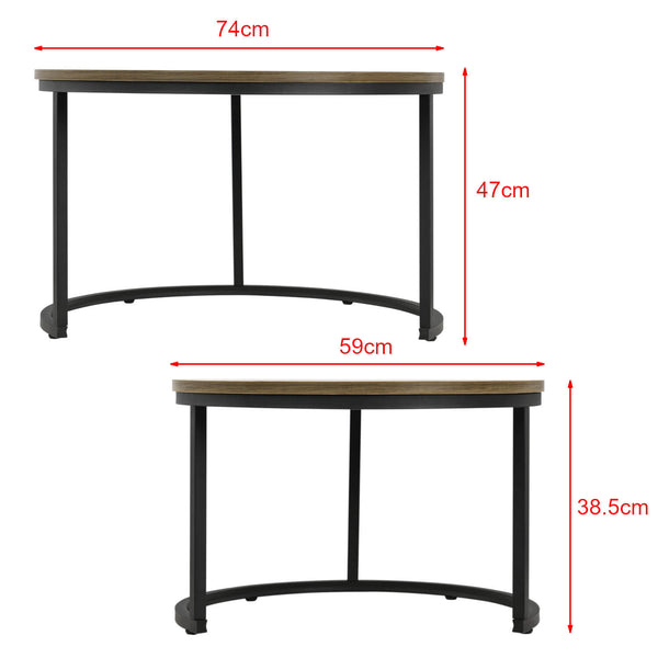 Couchtisch Beistelltisch 2er-Set Rund Holzoptik