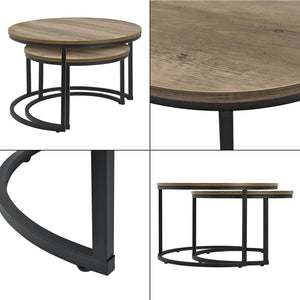Couchtisch Beistelltisch 2er-Set Rund Holzoptik