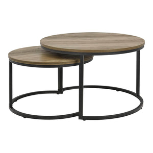 Couchtisch Beistelltisch 2er-Set Rund Holzoptik