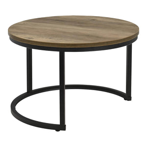 Couchtisch Beistelltisch 2er-Set Rund Holzoptik
