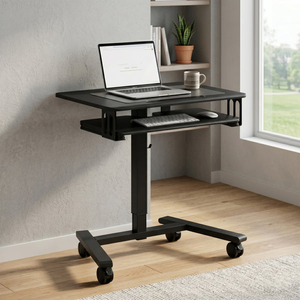 Laptoptisch FABER höhenverstellbar auf Rollen 65 x 45 x 72-112 cm schwarz