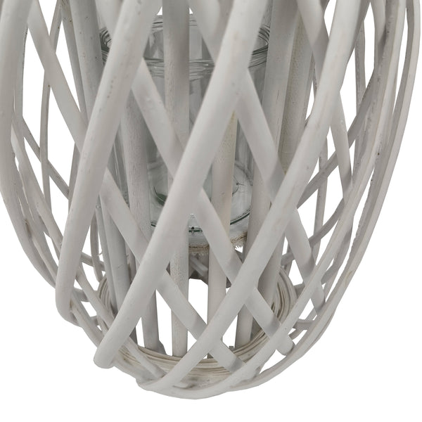 Laterne Bambus 26 x 40 cm weiss