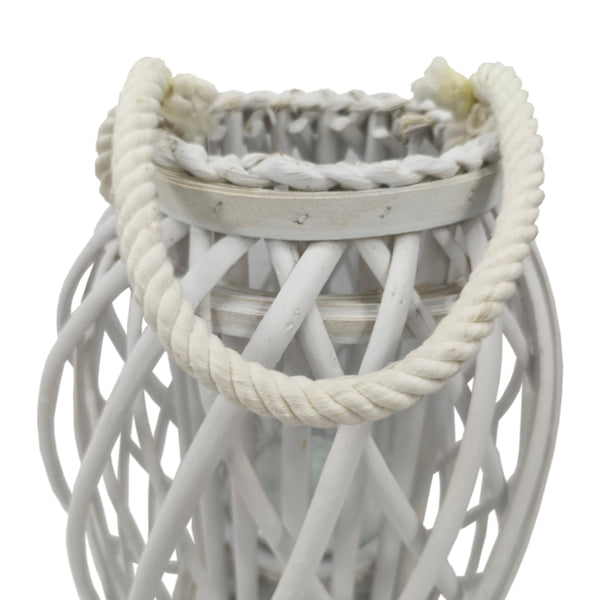 Laterne Bambus 26 x 40 cm weiss