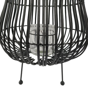 Laterne Bambus 31 x 44 cm schwarz