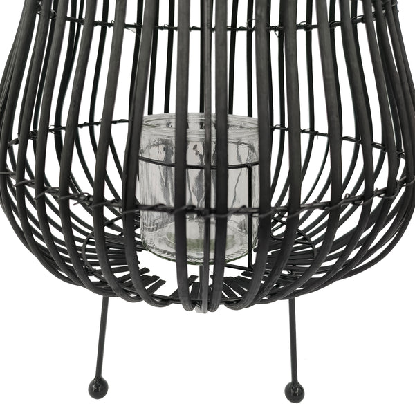 Laterne Bambus 31 x 44 cm schwarz