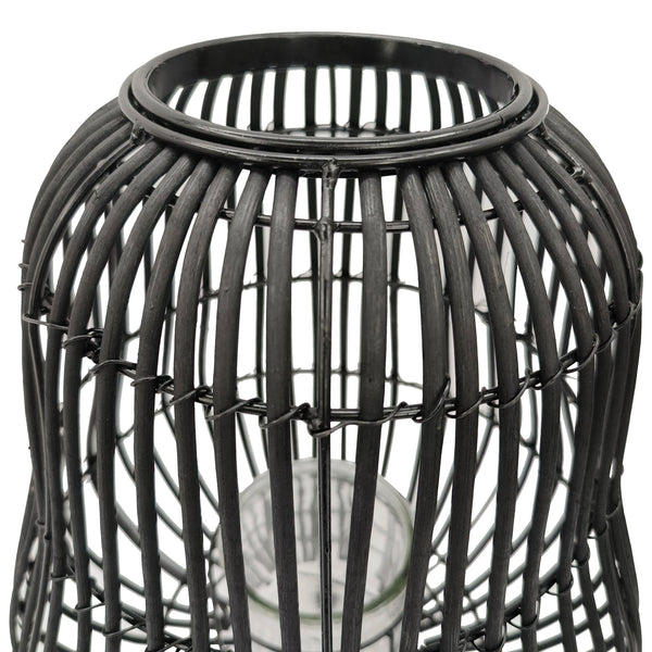 Laterne Bambus 31 x 44 cm schwarz
