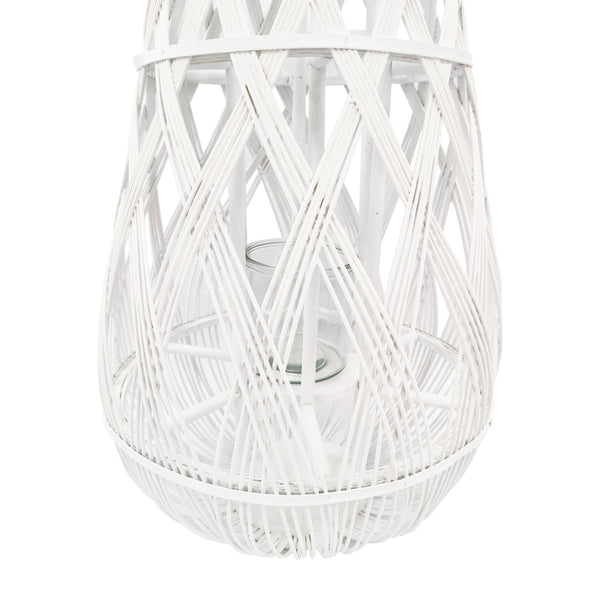 Laterne Bambus 39 x 77 cm weiss