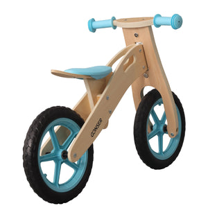 Bicicletta senza pedali in legno 12"" blu/naturale